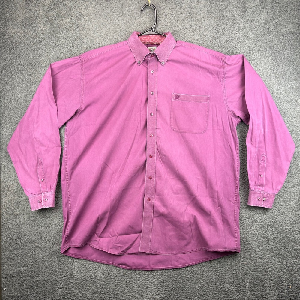 Cinch Mens Long Sleeve Button Down Shirt Pink XXL Western Cowboy‎
